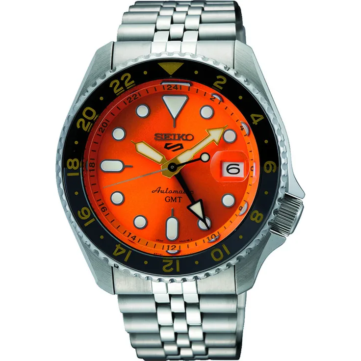 Seiko Herren Automatik Armbanduhr aus Edelstahl mit Edelstahl Armband - 5Sports - SSK005K1