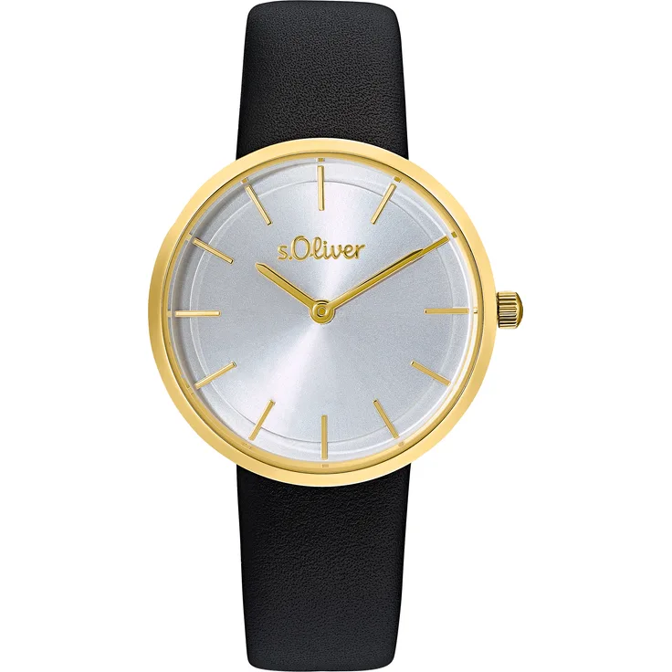 s.Oliver Damen Quarz Armbanduhr aus Edelstahl mit Leder Band - 2033558
