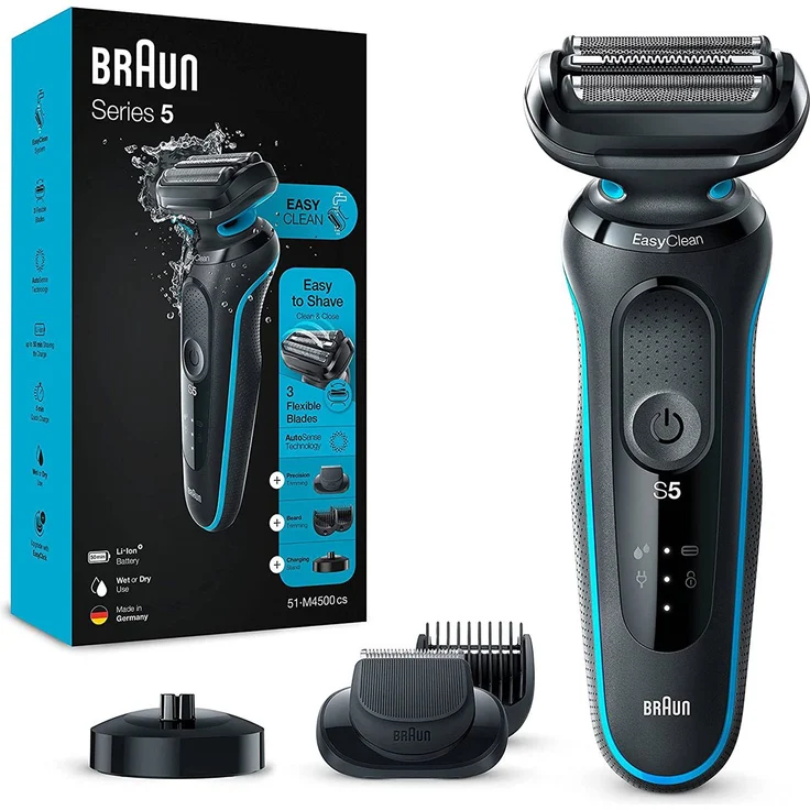 Braun Series 5 51-M4500cs Nass- und Trockenrasierer mit Ladestation und EasyClick Aufsatz, Mintgrün – Bild 3