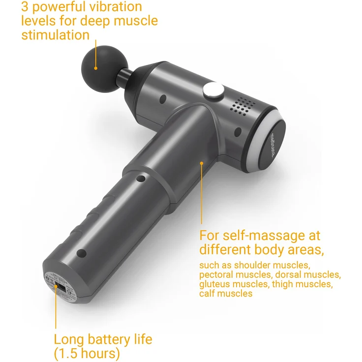 medisana MG 500 Pro Massagepistole mit 4 Massageköpfen und 3 leistungsstarken Vibrationsstufen Selbstmassage für Schulter, Brust, Rücken und weiteren Körperregionen mit Aufbewahrungstasche – Bild 5