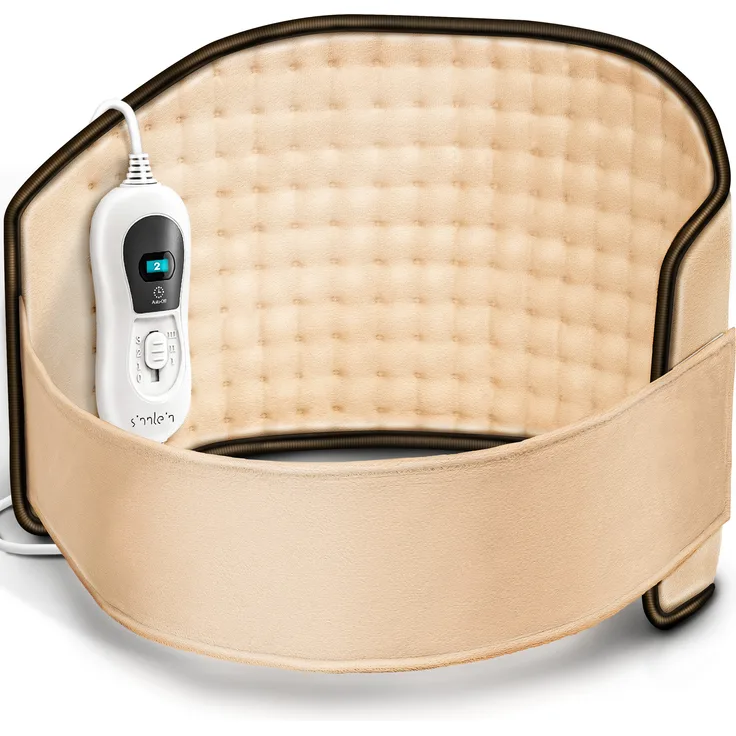 sinnlein Heizkissen elektrisch Beige für Bauch und Rücken Heizgürtel mit 3 Temperaturstufen & Abschaltautomatik Wärmegürtel mit verstellbarem Band und Klettverschluss