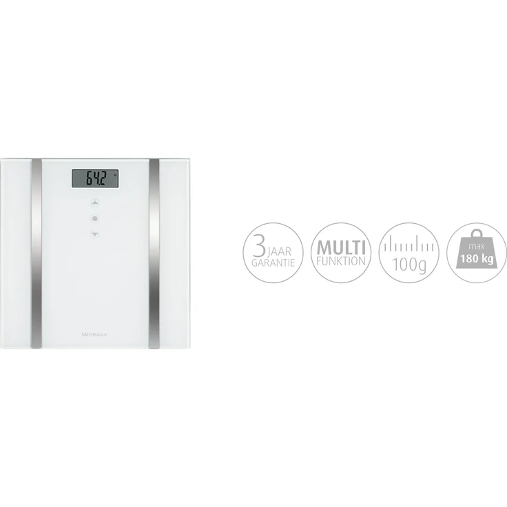 medisana BS 483 digitale Körperanalysewaage 180 kg, Personenwaage zur Messung von Körperfett, Körperwasser, Muskelmasse und Knochengewicht – Bild 2