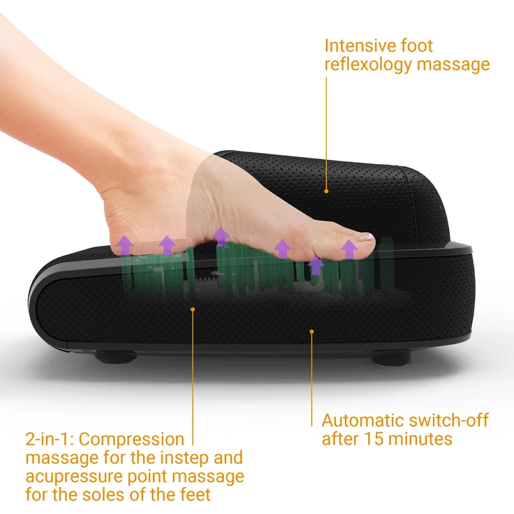 medisana FM 900 Premium Fußmassagegerät mit Wärmefunktion, 2 Geschwindigkeiten, 2in1 Kompressionsmassage für den Fußrücken und Akupressurpunkt-Massage für die Fußsohlen mit Abschaltautomatik – Bild 5