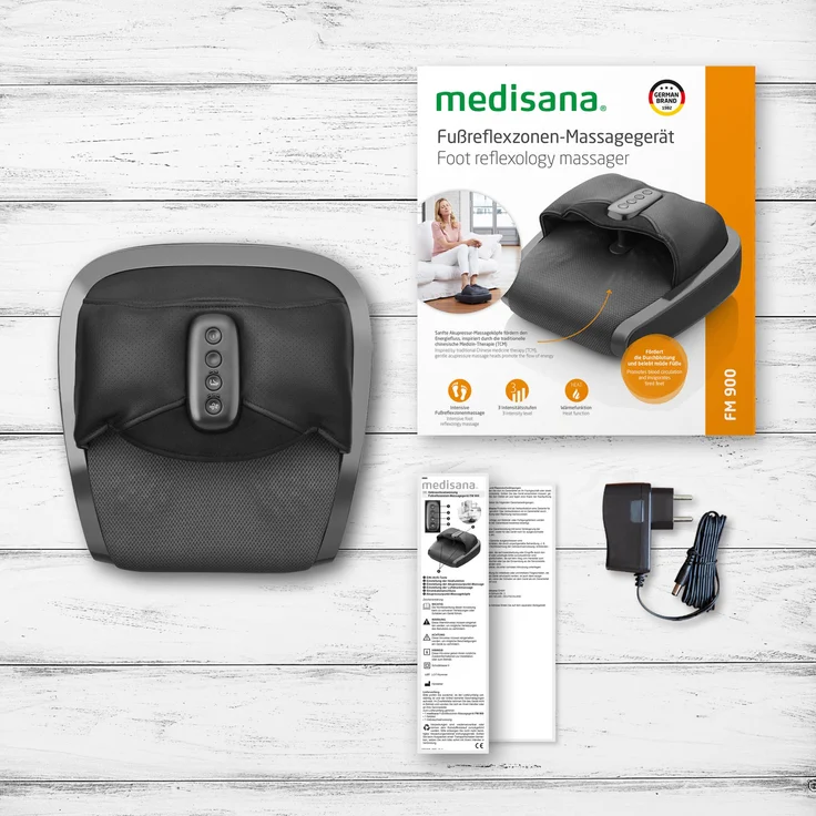 medisana FM 900 Premium Fußmassagegerät mit Wärmefunktion, 2 Geschwindigkeiten, 2in1 Kompressionsmassage für den Fußrücken und Akupressurpunkt-Massage für die Fußsohlen mit Abschaltautomatik – Bild 7