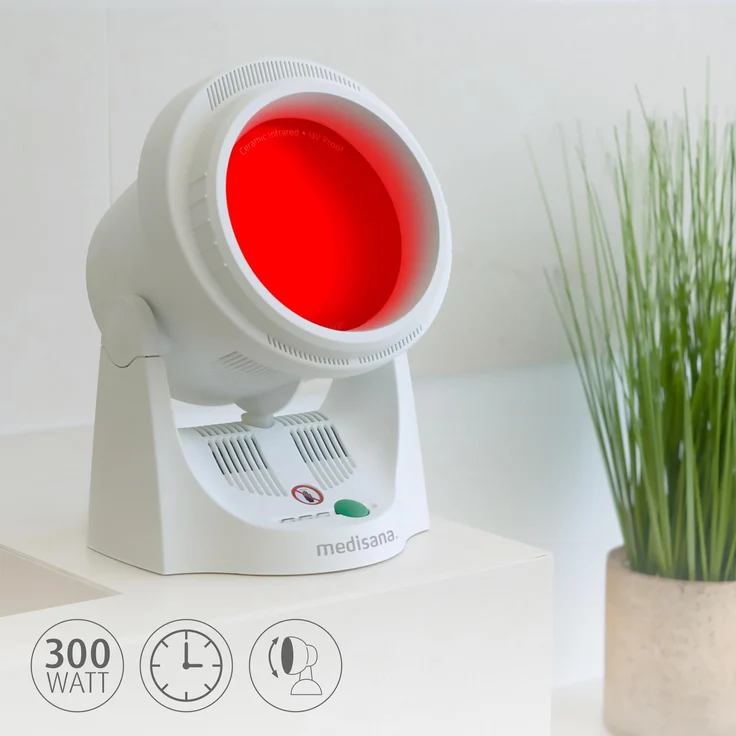 medisana IR 850 Infrarot-Wärmelampe 300 Watt, Infrarotleuchte zur Verbesserung des Wohlbefindens, Wärmestrahler zur Entspannung der Muskulatur mit Timerfunktion und UV-Licht Schutz – Bild 4