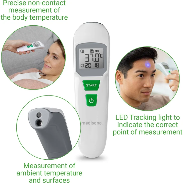 medisana TM 760 digitales Stirnthermometer Fieberthermometer für Babys, Kinder und Erwachsene mit visuellem Fieberalarm, Speicherfunktion und Messung von Flüssigkeiten – Bild 6
