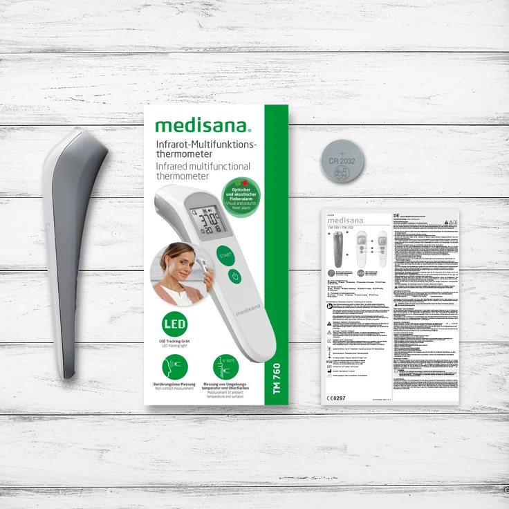 medisana TM 760 digitales Stirnthermometer Fieberthermometer für Babys, Kinder und Erwachsene mit visuellem Fieberalarm, Speicherfunktion und Messung von Flüssigkeiten – Bild 7