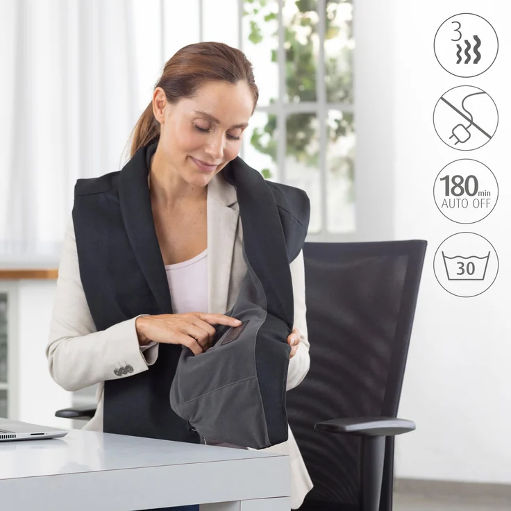 medisana OL 150 Wärmecape kabellos mit Powerbank im Business-Look für das Büro, 3 Temperaturstufen, Überhitzungsschutz, Abschaltautomatik – Bild 4
