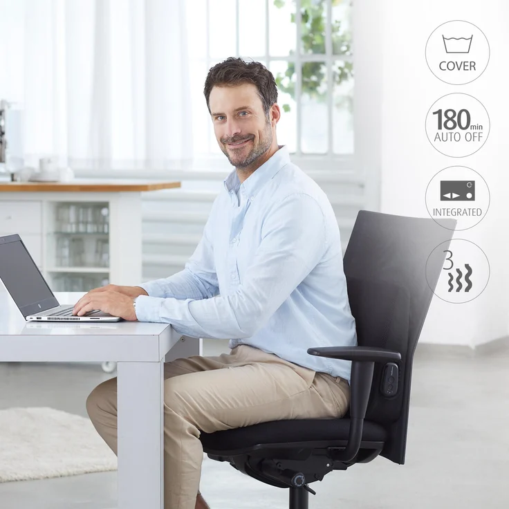 medisana OL 300 Keilkissen mit Wärmefunktion, Sitzkissen oder Lendenwirbelstütze, 3 Temperaturstufen, ergonomisches Wärmekissen zur Verbesserung der Sitzhaltung für Zuhause oder Büro – Bild 4