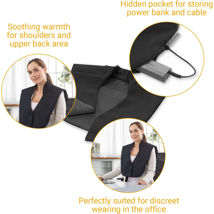 medisana OL 100 Wärmecape kabellos mit Powerbank im Business-Look für das Büro, 3 Temperaturstufen, Überhitzungsschutz, Abschaltautomatik – Bild 6