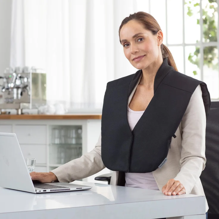 medisana OL 100 Wärmecape kabellos mit Powerbank im Business-Look für das Büro, 3 Temperaturstufen, Überhitzungsschutz, Abschaltautomatik – Bild 3