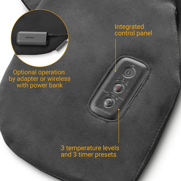 medisana OL 100 Wärmecape kabellos mit Powerbank im Business-Look für das Büro, 3 Temperaturstufen, Überhitzungsschutz, Abschaltautomatik – Bild 5