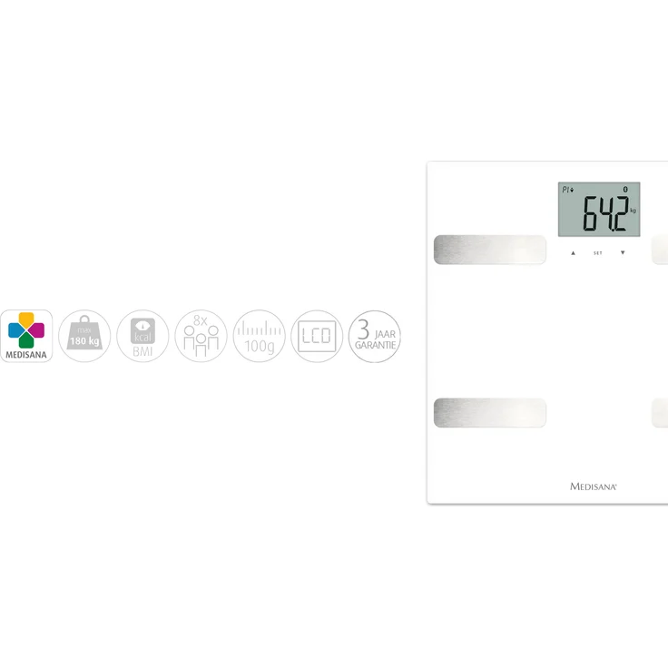 medisana BS A43 connect, digitale Körperanalysewaage bis 180kg, Personenwaage zur Messung von Körperfett, Körperwasser, Muskelmasse und Knochengewicht, Körperfettwaage mit Körperanalyse App – Bild 3