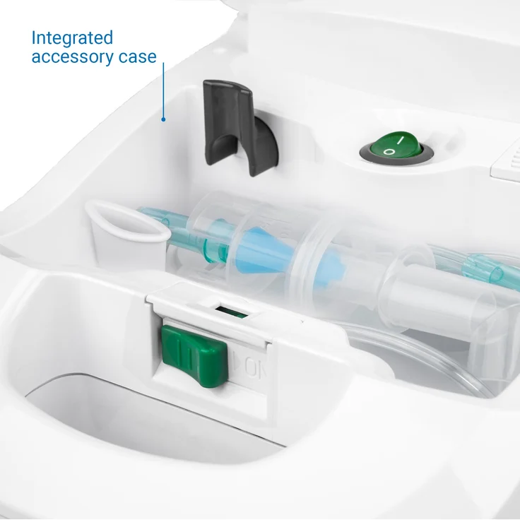 medisana IN 550 Inhalator, Kompressor Vernebler mit Mundstück und Maske für Erwachsene und Kinder, bei Erkältungen oder Asthma mit extra viel Zubehör, langem Schlauch und Zubehörfach – Bild 5