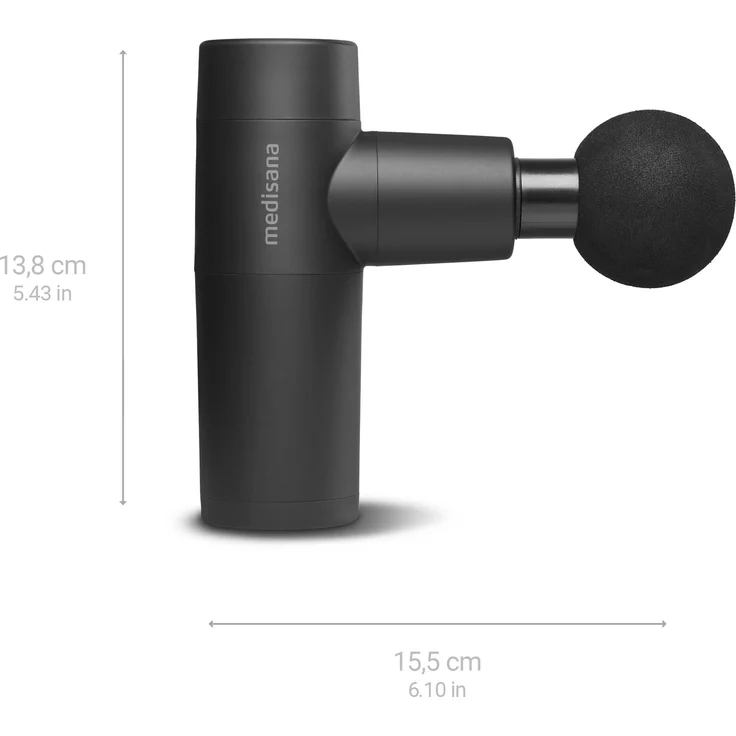 medisana MG 150 Mini Massagepistole mit 6 Massageköpfen und 5 Vibrationsstufen, Selbstmassage für Schulter, Brust, Rücken und weiteren Körperregionen mit LED-Kontrollleuchte und Aufbewahrungstasche – Bild 2