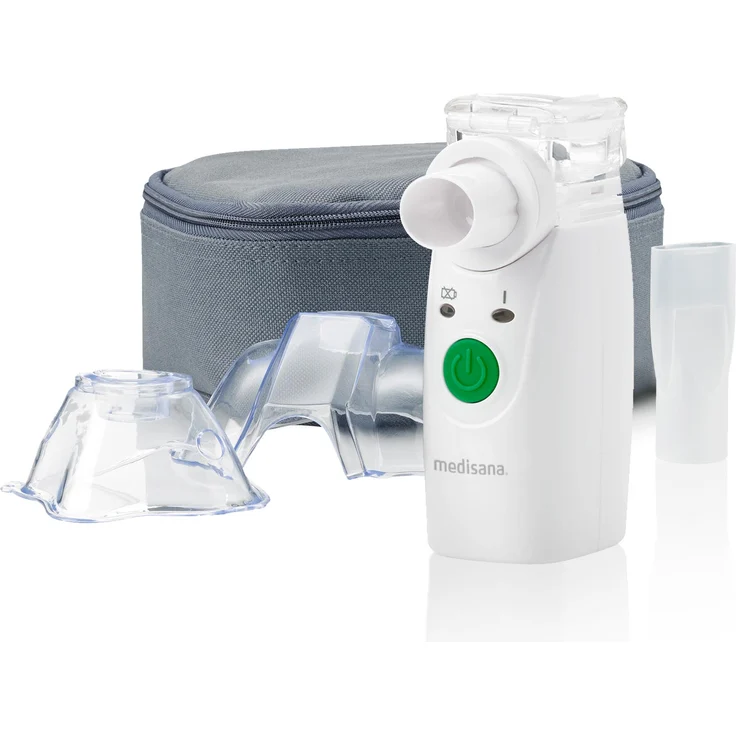 medisana IN 525 tragbarer Inhalator für Unterwegs, Ultraschall Vernebler mit Mundstück und Maske für Erwachsene und Kinder, bei Erkältungen oder Asthma mit extra Zubehör – Bild 1