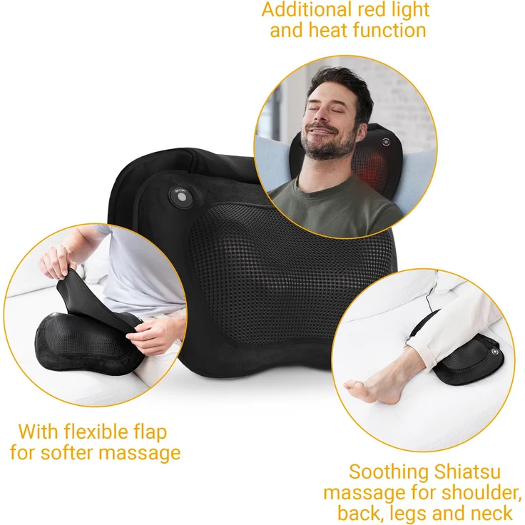 medisana MC 850 Shiatsu-Massagekissen mit Wärmefunktion, 2 Geschwindigkeitsstufen, Rotlichtfunktion, mit flexibler Polsterung für Nacken, Schulter, Rücken und Beine – Bild 6