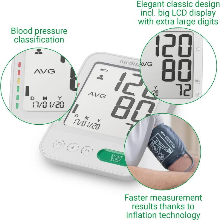 medisana BU 586 Voice Oberarm-Blutdruckmessgerät, präzise Blutdruck und Pulsmessung mit Speicherfunktion und Sprachausgabe, Anzeige eines unregelmäßigen Herzschlags, mit großer Manschette 23-43 cm – Bild 6