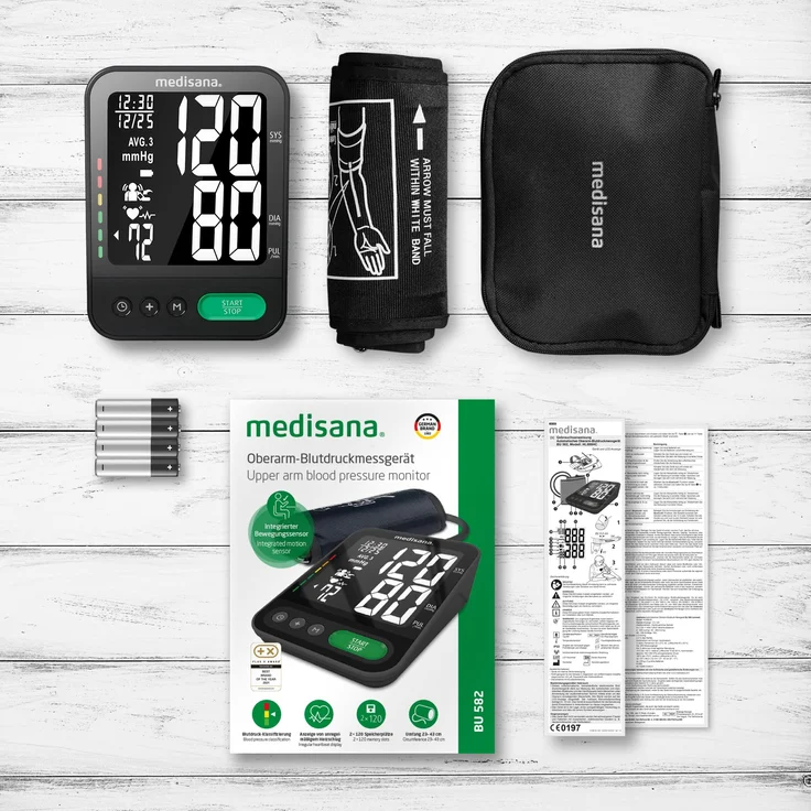medisana BU 582 Oberarm-Blutdruckmessgerät, präzise Blutdruck und Pulsmessung mit Speicherfunktion, Ampel-Skala, Funktion zur Anzeige eines unregelmäßigen Herzschlags mit großem Display und Ziffern – Bild 7