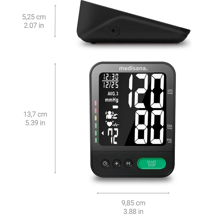 medisana BU 582 Oberarm-Blutdruckmessgerät, präzise Blutdruck und Pulsmessung mit Speicherfunktion, Ampel-Skala, Funktion zur Anzeige eines unregelmäßigen Herzschlags mit großem Display und Ziffern – Bild 2