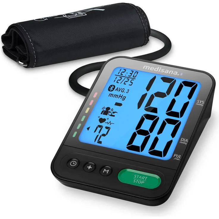 medisana  BU 580 connect  Oberarm Blutdruckmessgerät  präzise Blutdruck und Pulsmessung mit Speicherfunktion  Bluetooth App  Ampel-Skala  großes Display  Große Manschette 23 - 43 cm