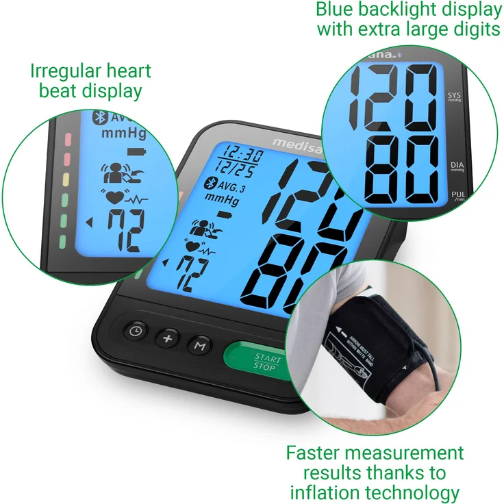 medisana  BU 580 connect  Oberarm Blutdruckmessgerät  präzise Blutdruck und Pulsmessung mit Speicherfunktion  Bluetooth App  Ampel-Skala  großes Display  Große Manschette 23 - 43 cm – Bild 6