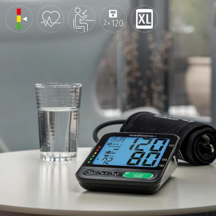 medisana  BU 580 connect  Oberarm Blutdruckmessgerät  präzise Blutdruck und Pulsmessung mit Speicherfunktion  Bluetooth App  Ampel-Skala  großes Display  Große Manschette 23 - 43 cm – Bild 4