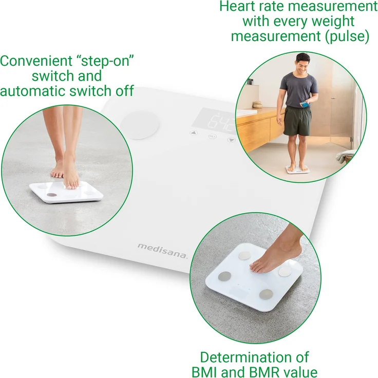 medisana BS 600 Körperanalysewaage bis 180 kg mit W-LAN oder Bluetooth, Personenwaage zur Messung von Körperfett, Körperwasser, Muskelmasse und Knochengewicht mit VitaDock Körperanalyse App – Bild 5