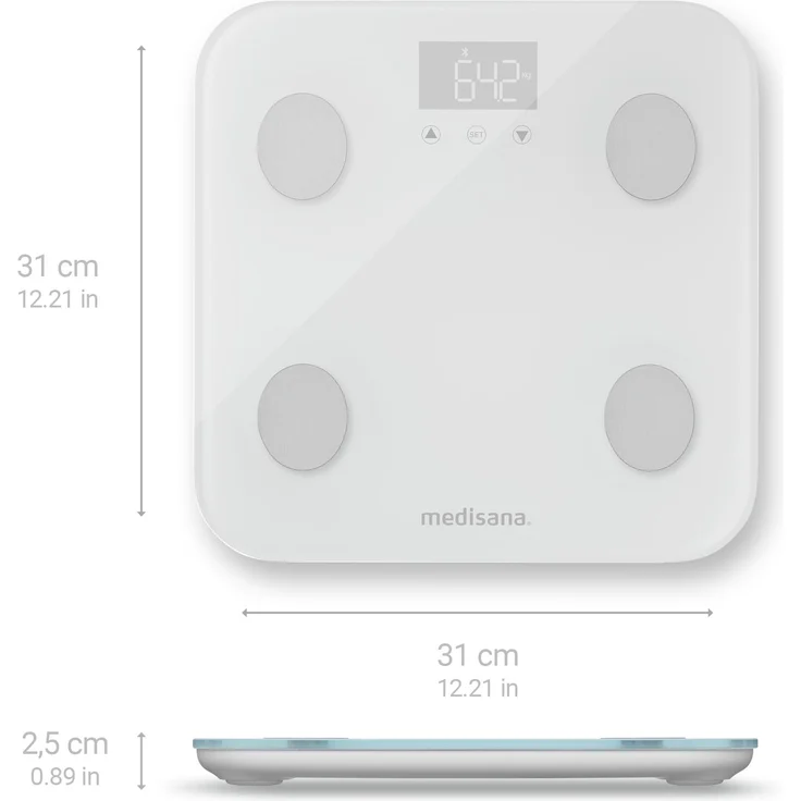 medisana BS 600 Körperanalysewaage bis 180 kg mit W-LAN oder Bluetooth, Personenwaage zur Messung von Körperfett, Körperwasser, Muskelmasse und Knochengewicht mit VitaDock Körperanalyse App – Bild 2
