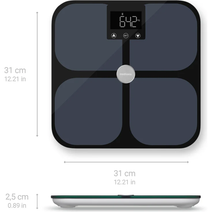 medisana BS 650 Körperanalysewaage bis 180 kg mit W-LAN oder Bluetooth, Personenwaage zur Messung von Körperfett, Körperwasser, Muskelmasse und Knochengewicht mit VitaDock Körperanalyse App – Bild 2