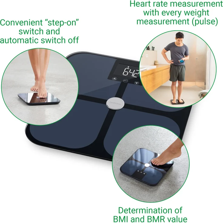 medisana BS 650 Körperanalysewaage bis 180 kg mit W-LAN oder Bluetooth, Personenwaage zur Messung von Körperfett, Körperwasser, Muskelmasse und Knochengewicht mit VitaDock Körperanalyse App – Bild 5
