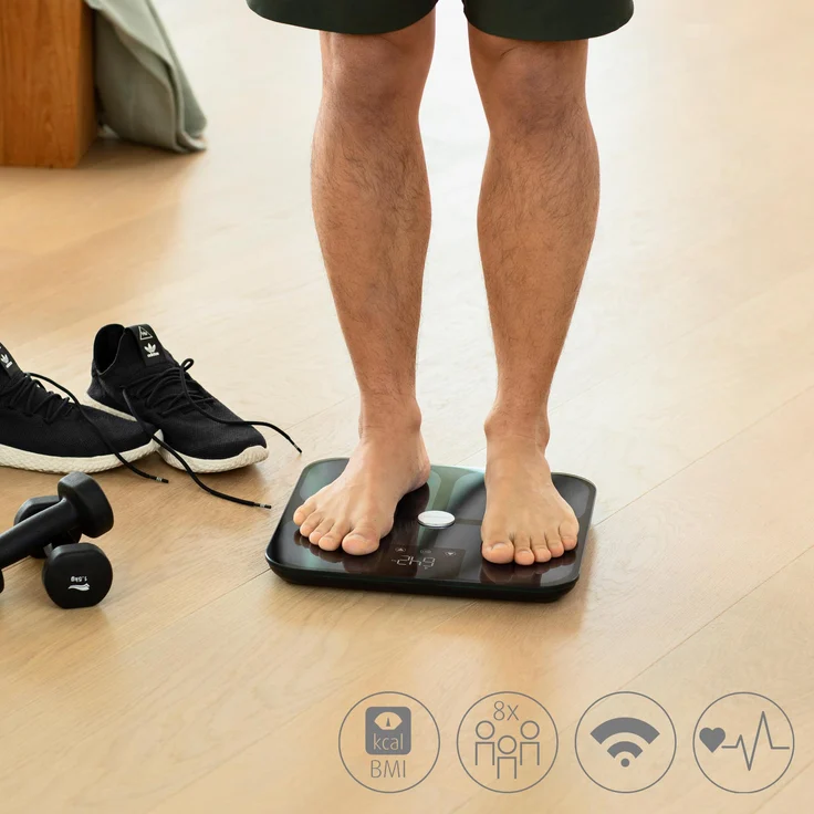 medisana BS 650 Körperanalysewaage bis 180 kg mit W-LAN oder Bluetooth, Personenwaage zur Messung von Körperfett, Körperwasser, Muskelmasse und Knochengewicht mit VitaDock Körperanalyse App – Bild 4