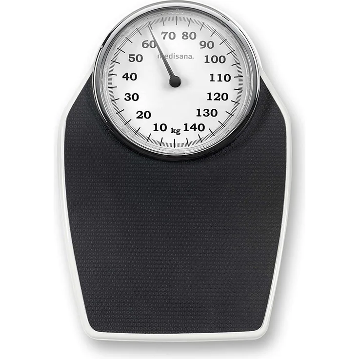 medisana PSD mechanische Personenwaage bis 150 kg, analog, Retrowaage im klassischem Design und großer Skala in frustfreier Verpackung und verstärkter Glasabdeckung