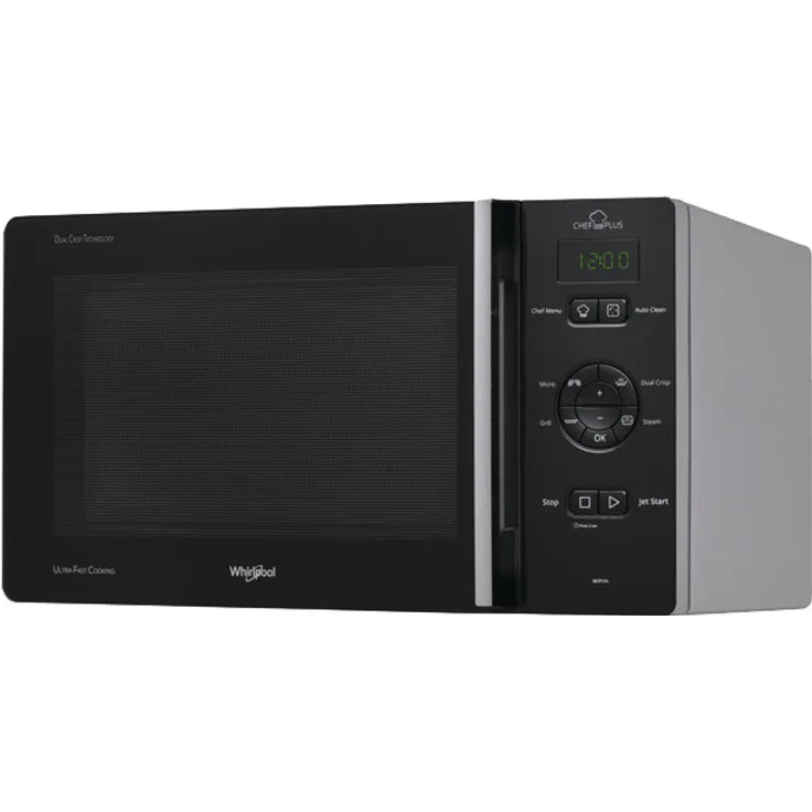 Whirlpool MCP346SL Mikrowelle mit Grill, 25L Garraum, 800 W, Standgerät, Dampfgaren, Auftauen, schwarz