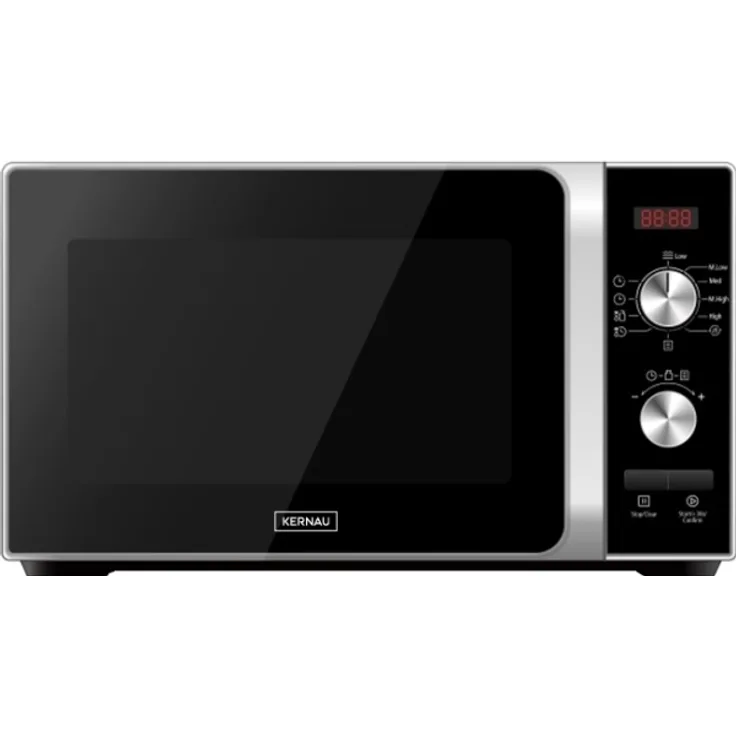 Kernau KFMO203EB Mikrowelle, 20 l Garraum, 700 W, Standgerät, Tasten, Drehregler, Schwarz, Edelstahl