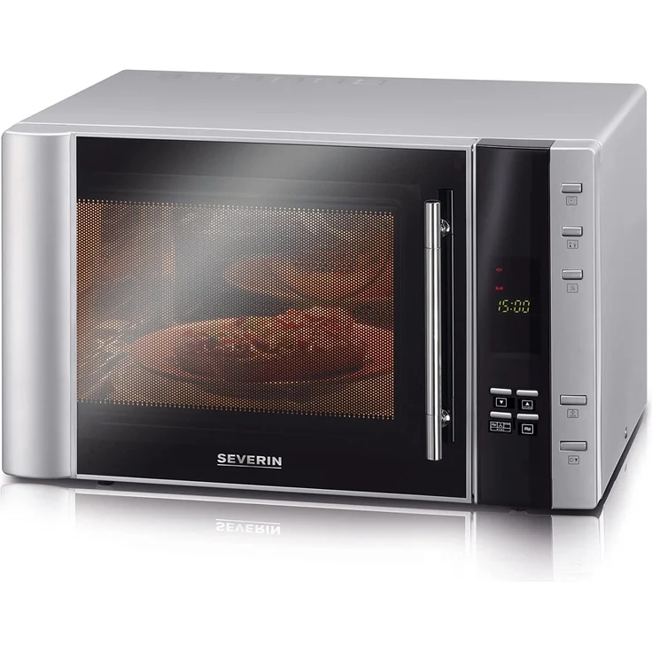Severin MW 7775 3-in-1 Mikrowelle, 30 Liter Garraum, 900 Watt, mit Grill, Heißluft, Pizzafunktion, grau, schwarz – Bild 1