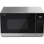 Sharp YC-PC254AE-S Mikrowelle mit Grill, 25l Garraum, 900 Watt, Standgerät, digitales Bedienfeld, Timer, Energiesparfunktion, silber, schwarz