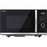 Sharp YC-QC254AE-B Mikrowelle mit Grill, 25 L Garraum, 900 W, Auftaufunktion, Timer, 14 Automatikprogramme, schwarz, silber