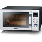 Severin MW 7778 4-in-1 Mikrowelle, 25 Liter Garraum, 900 Watt, Grillfunktion, Heißluft 230°C, Pizzafunktion, Auftauen, 11 Programme, silber