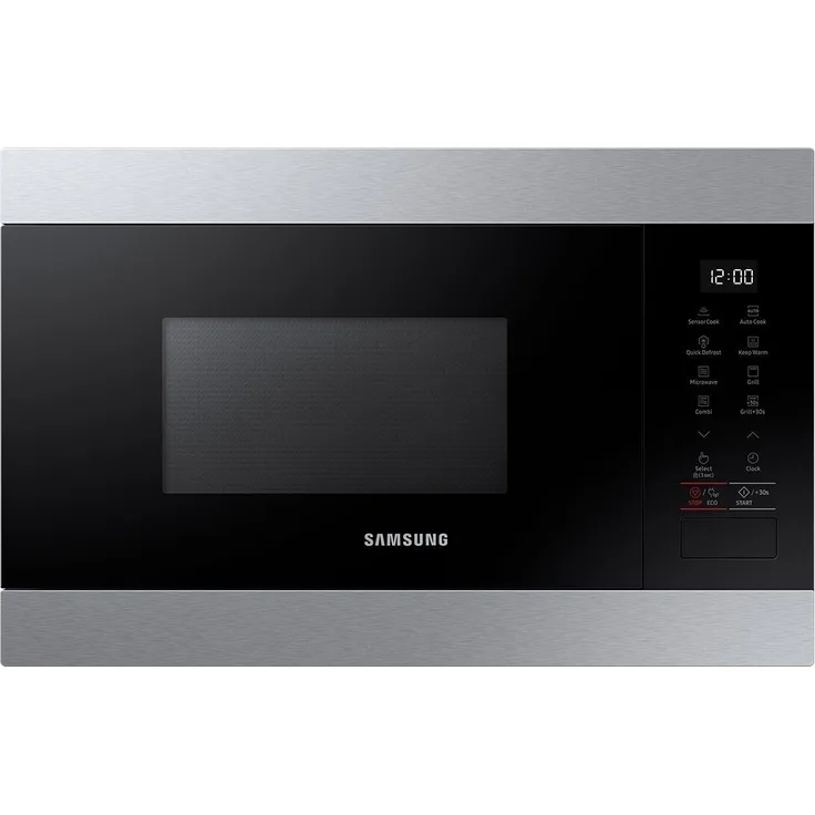 Samsung MG22M8274CT Mikrowelle mit Grill, 22 Liter Garraum, 1300 W, 6 Leistungsstufen, unterbaufähig, einbaufähig, Warmhalteautomatik, Energiesparfunktion, Timer, silber