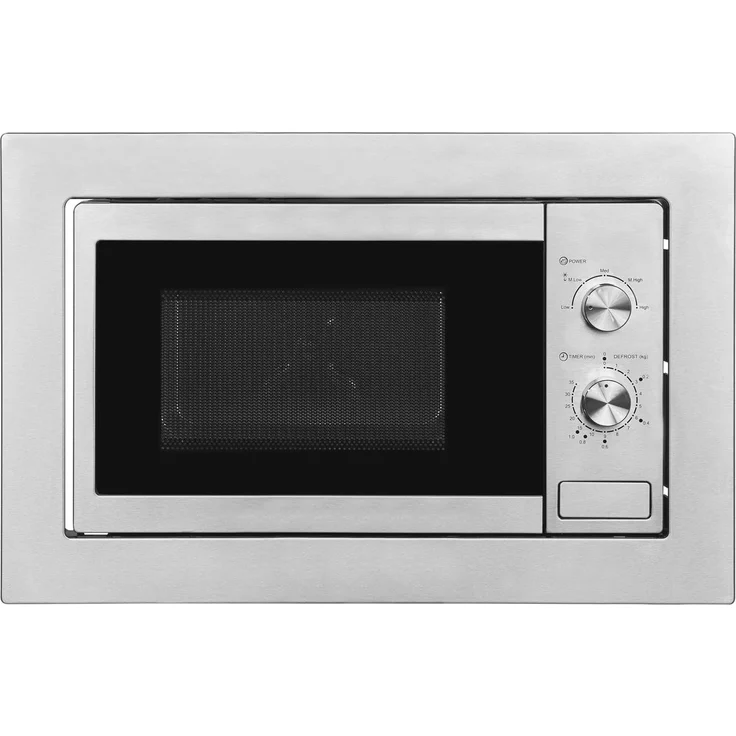 Exquisit EMW10-020 Mikrowelle, 20 Liter Garraum, 59,5 cm breit, Einbaugerät, 800W, 5 Leistungsstufen, Timer, Edelstahl, inox – Bild 1