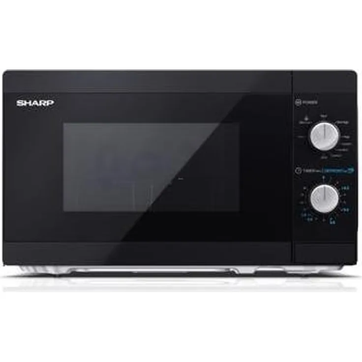 Sharp YC-MG01E-B Mikrowelle mit Grill, 20 Liter Garraum, 800 Watt, Garraumbeleuchtung, Grillgestell, Timer, schwarz