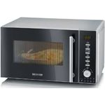Severin MW 7773 Mikrowelle mit Grill, 20 Liter, 800 Watt, Standgerät, Heißluft, Grill, Pizzastufe, schwarz, silber