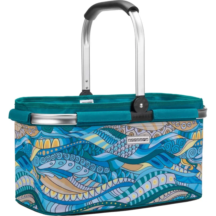 anndora Einkaufskorb mit Klapphenkel, 22 Liter, 48 x 30 x 25 cm, ocean blue