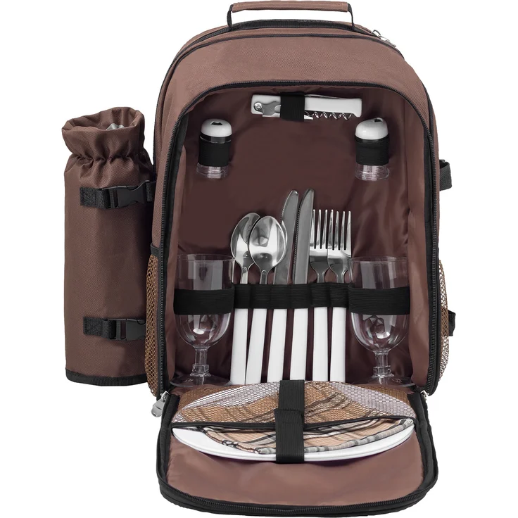 Ohne Picknickdecke Braun  anndora Picknickrucksack Rucksack braun retro und Zubehör 15 teilig  2 Personen