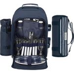 Mit Picknickdecke Navy und Picknickdecke  anndora Picknickrucksack 15 tlg. Zubehör und Picknickdecke blau weiß gestreift