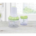 Mediashop Livington MagiCut Single Multi-Zerkleinerer, 300 Watt, 4 Klingen, inkl. 2 Behälter (0,36 L und 1 L), Kunststoff, weiß, grün