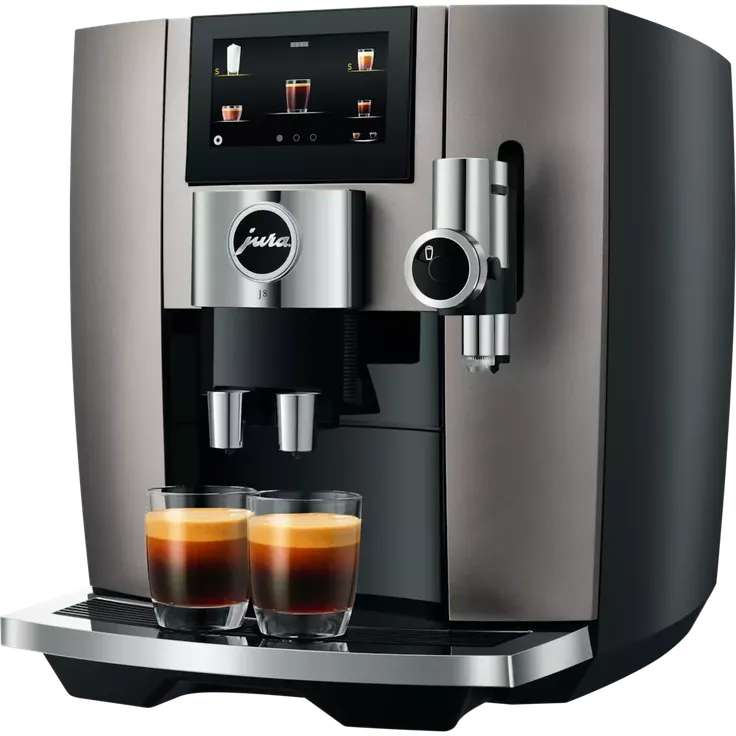 Jura J8 Midnight Silver (EA) Kaffeevollautomat, 280g Bohnenbehälter, Sweet Foam Funktion, 31 Kaffeespezialitäten
