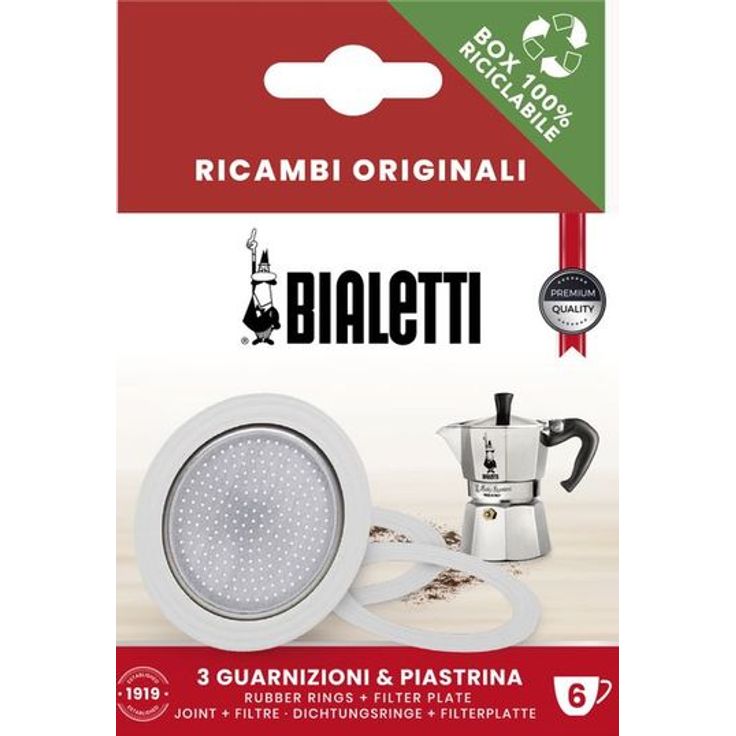 Bialetti Ersatzset 3-4 Tassen Alu 3 Dichtungen 1 Filter Ersatzset