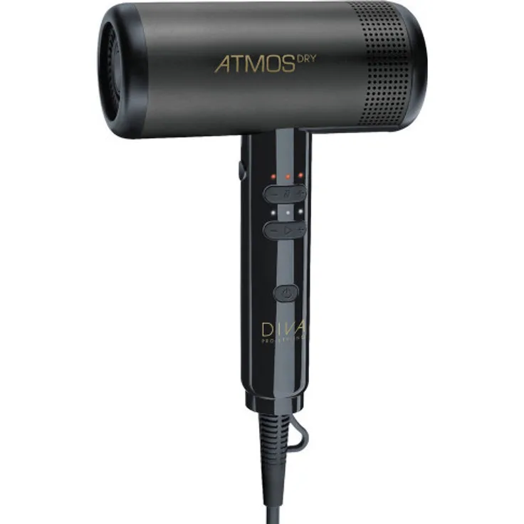 Diva Atmos Dry Haartrockner, 3 Geschwindigkeiten und Kalttaste, mit Amtos PLUS Conditioning System, schwarz